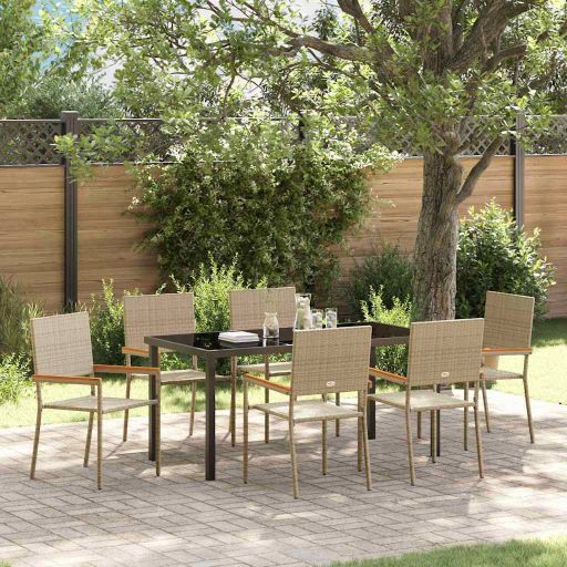 vidaXL Garten Essgruppe mit Kissen 3 pcs Schwarz Poly-Rattan