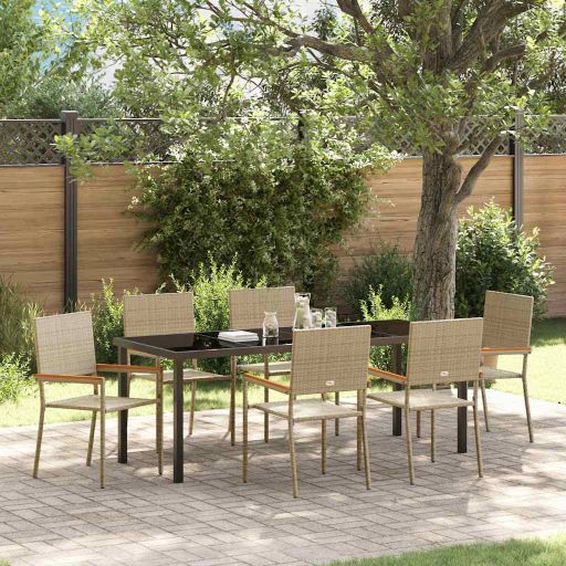 vidaXL Garten Essgruppe mit Kissen 3 pcs Schwarz Poly-Rattan