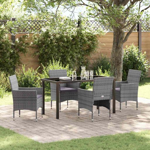 vidaXL Garten Essgruppe mit Kissen 3 pcs Schwarz Poly-Rattan