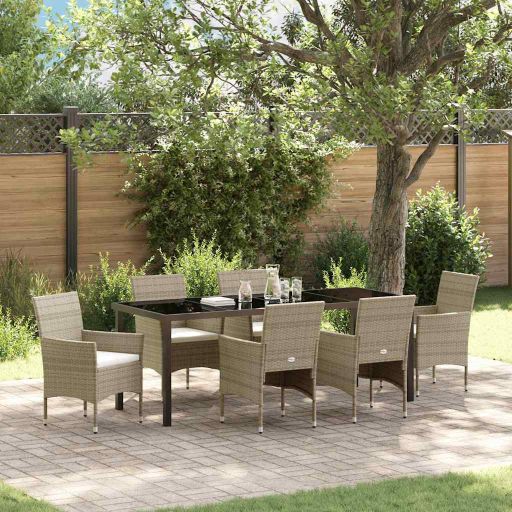 vidaXL Garten Essgruppe mit Kissen 3 pcs Schwarz Poly-Rattan