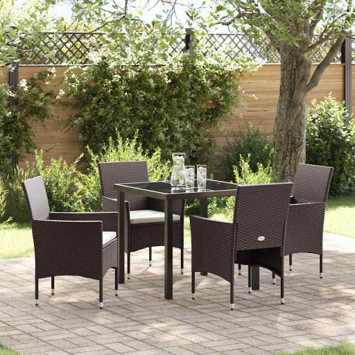 vidaXL Garten Essgruppe mit Kissen 3 pcs Schwarz Poly-Rattan