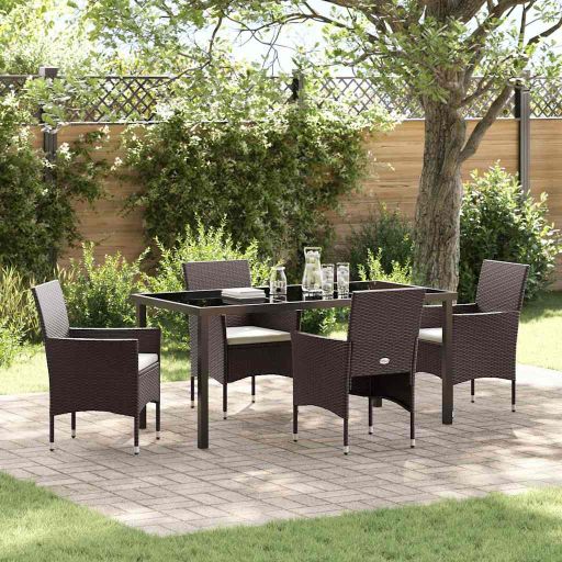 vidaXL Garten Essgruppe mit Kissen 3 pcs Schwarz Poly-Rattan