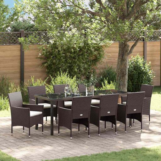 vidaXL Garten Essgruppe mit Kissen 3 pcs Schwarz Poly-Rattan