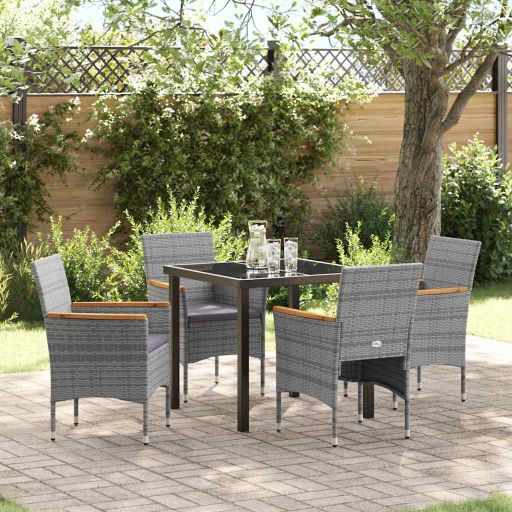 vidaXL Garten Essgruppe mit Kissen 3 pcs Schwarz Poly-Rattan