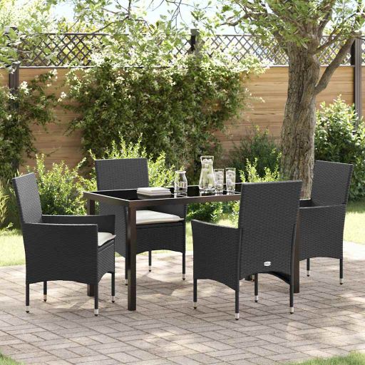 vidaXL Garten Essgruppe mit Kissen 3 pcs Schwarz Poly-Rattan