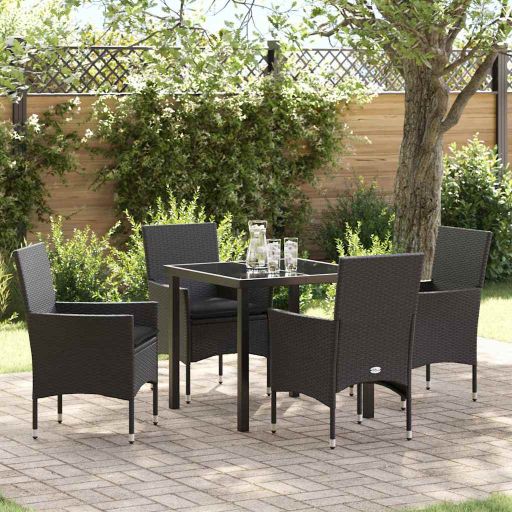 vidaXL Garten Essgruppe mit Kissen 3 pcs Schwarz Poly-Rattan