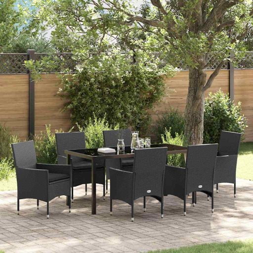 vidaXL Garten Essgruppe mit Kissen 3 pcs Schwarz Poly-Rattan
