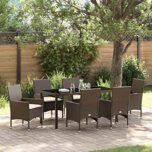 vidaXL Garten Essgruppe mit Kissen 3 pcs Schwarz Poly-Rattan