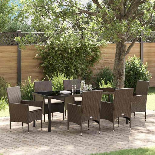 vidaXL Garten Essgruppe mit Kissen 3 pcs Schwarz Poly-Rattan