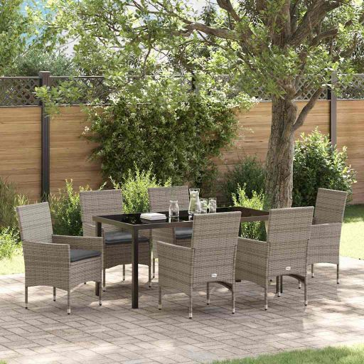 vidaXL Garten Essgruppe mit Kissen 3 pcs Schwarz Poly-Rattan
