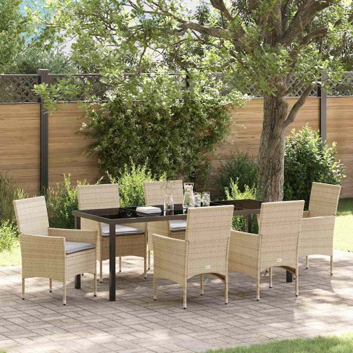 vidaXL Garten Essgruppe mit Kissen 3 pcs Schwarz Poly-Rattan