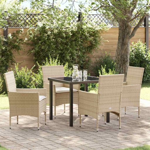 vidaXL Garten Essgruppe mit Kissen 3 pcs Schwarz Poly-Rattan