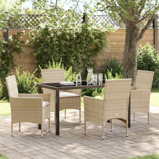 vidaXL Garten Essgruppe mit Kissen 3 pcs Schwarz Poly-Rattan
