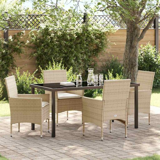 vidaXL Garten Essgruppe mit Kissen 3 pcs Schwarz Poly-Rattan