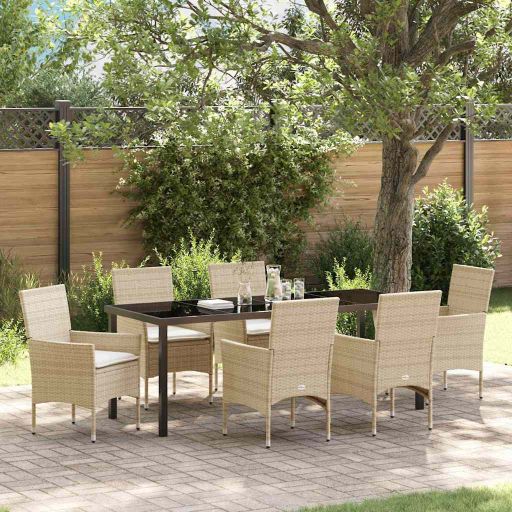 vidaXL Garten Essgruppe mit Kissen 3 pcs Schwarz Poly-Rattan