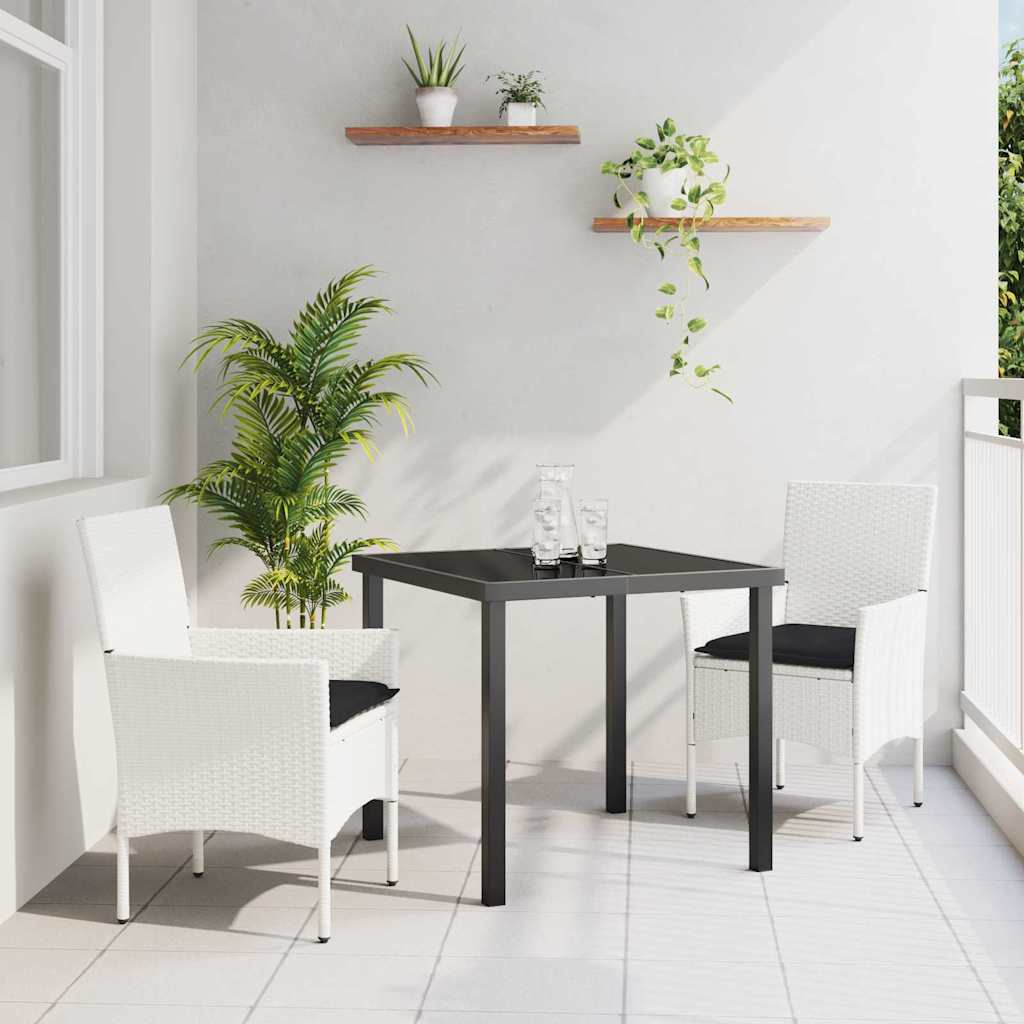 vidaXL Garten Essgruppe mit Kissen 3 pcs Schwarz Poly-Rattan