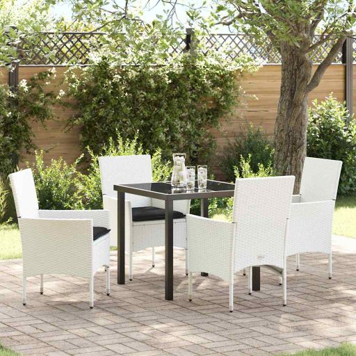 vidaXL Garten Essgruppe mit Kissen 3 pcs Schwarz Poly-Rattan