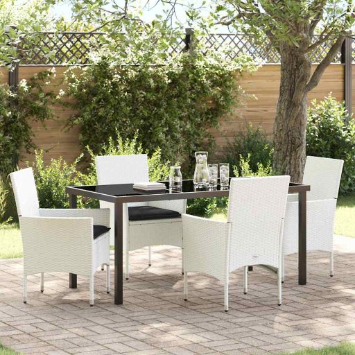 vidaXL Garten Essgruppe mit Kissen 3 pcs Schwarz Poly-Rattan
