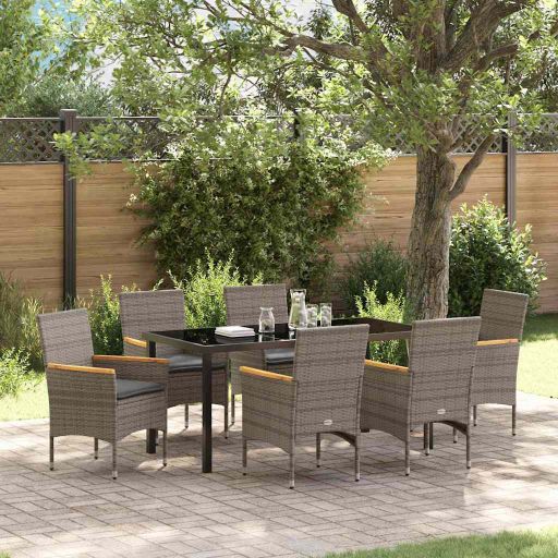 vidaXL Garten Essgruppe mit Kissen 3 pcs Schwarz Poly-Rattan