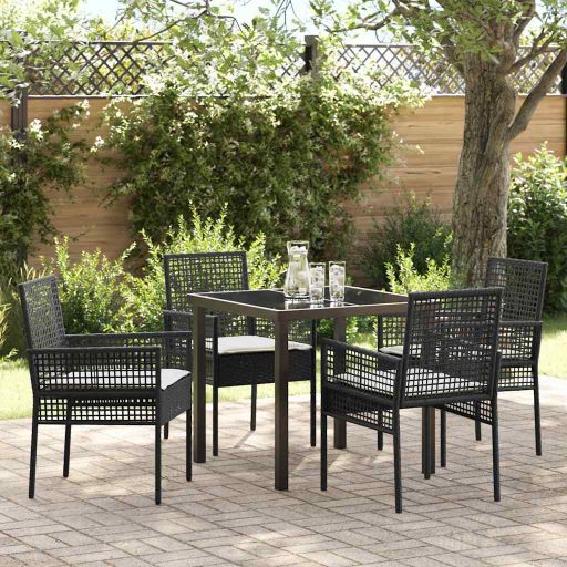 vidaXL Garten Essgruppe mit Kissen 3 pcs Schwarz Poly-Rattan