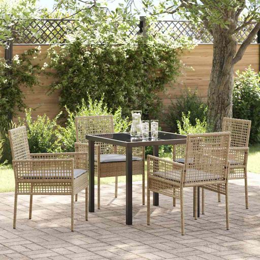 vidaXL Garten Essgruppe mit Kissen 3 pcs Schwarz Poly-Rattan