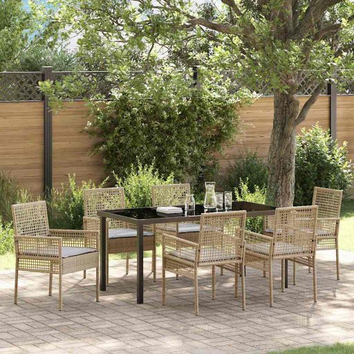 vidaXL Garten Essgruppe mit Kissen 3 pcs Schwarz Poly-Rattan
