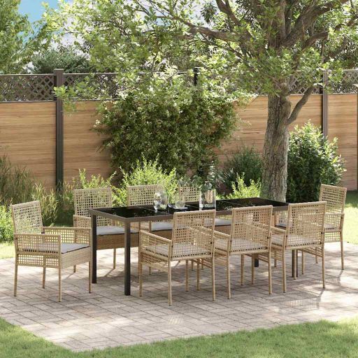 vidaXL Garten Essgruppe mit Kissen 3 pcs Schwarz Poly-Rattan