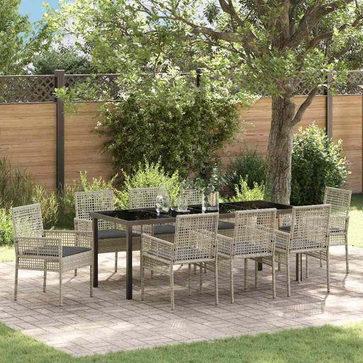 vidaXL Garten Essgruppe mit Kissen 3 pcs Schwarz Poly-Rattan