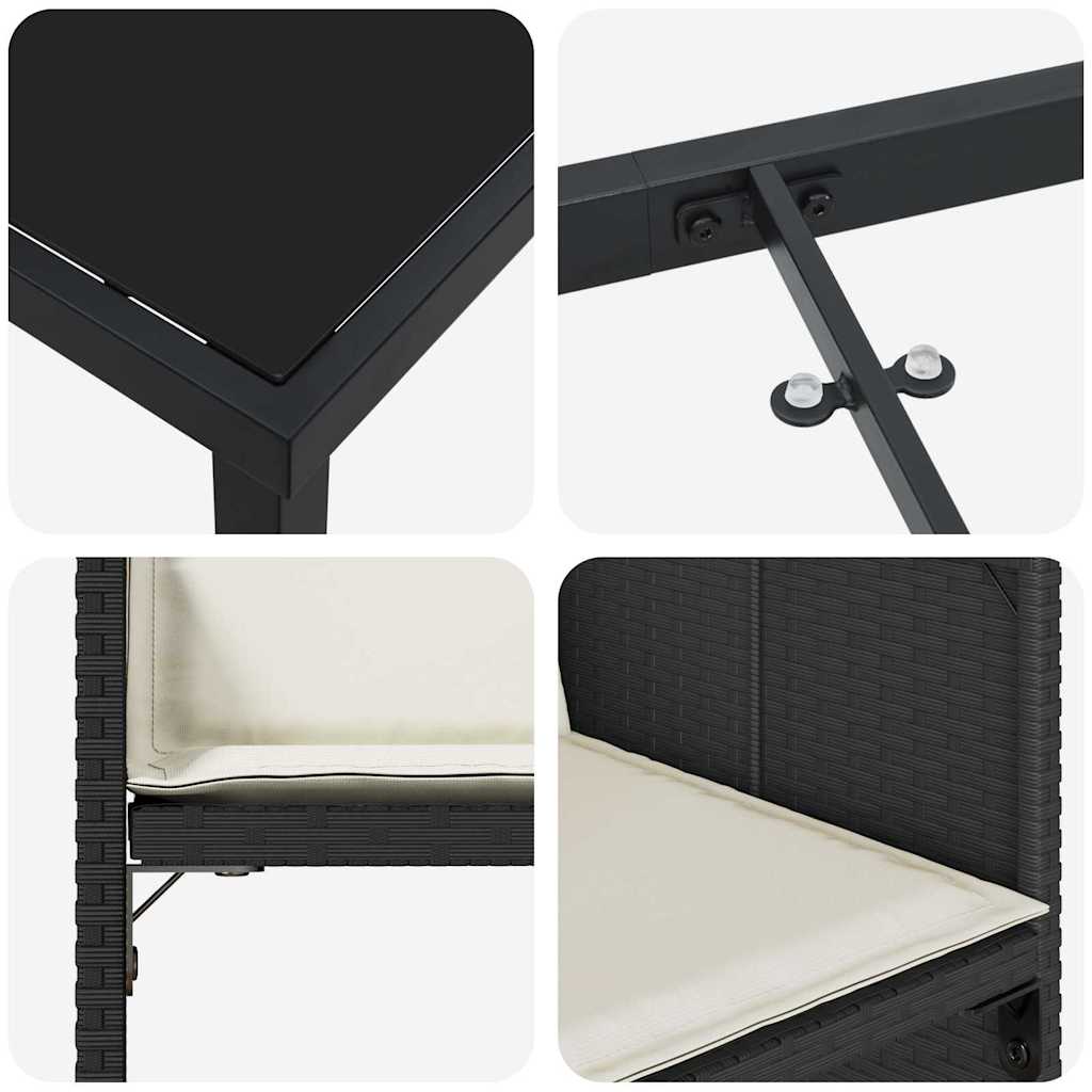 vidaXL Garten Essgruppe mit Kissen 5 pcs Schwarz Poly-Rattan