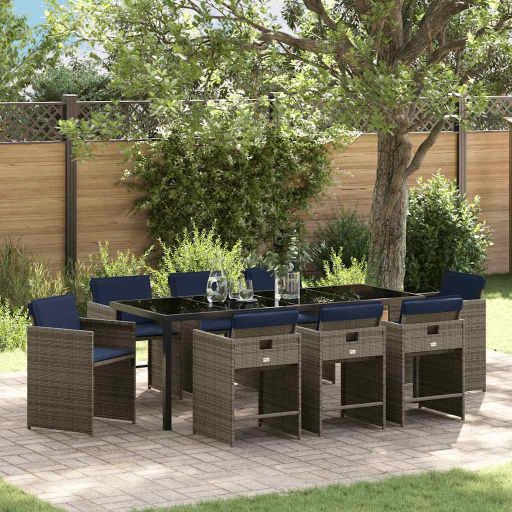 vidaXL Garten Essgruppe mit Kissen 5 pcs Grau Poly-Rattan