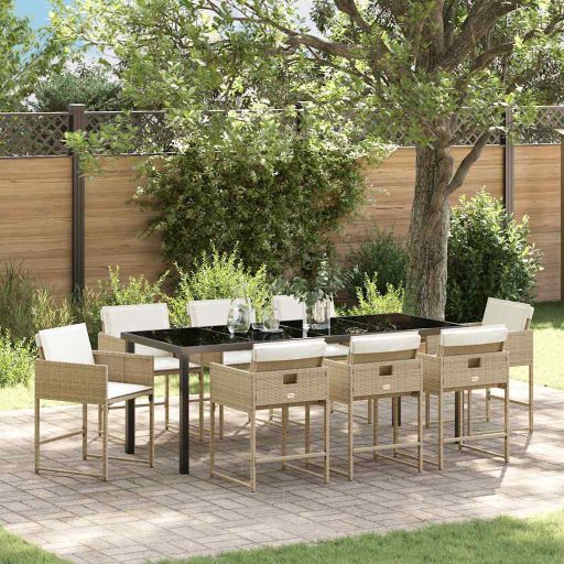 vidaXL Garten Essgruppe mit Kissen 5 pcs Schwarz Poly-Rattan