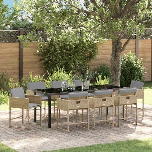 vidaXL Garten Essgruppe mit Kissen 5 pcs Schwarz Poly-Rattan
