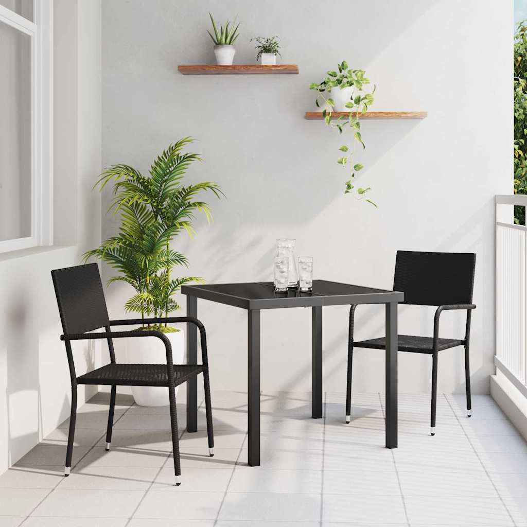 vidaXL Garten Essgruppe mit Kissen 3 pcs Schwarz Poly-Rattan