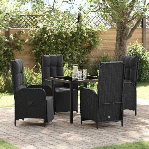 vidaXL Garten Essgruppe mit Kissen 3 pcs Schwarz Poly-Rattan