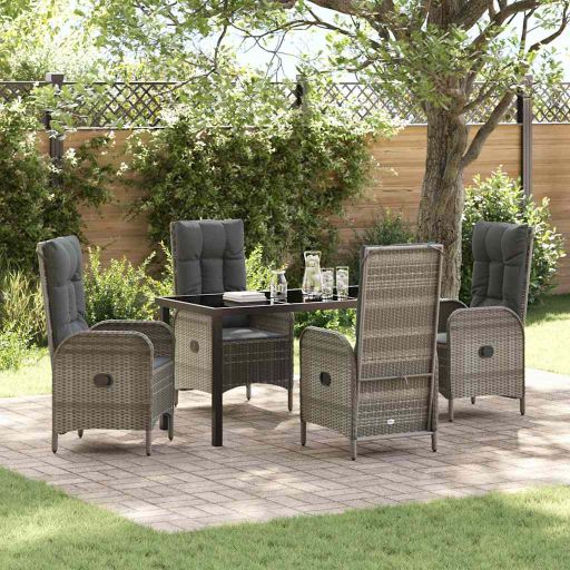 vidaXL Garten Essgruppe mit Kissen 3 pcs Grau Poly-Rattan