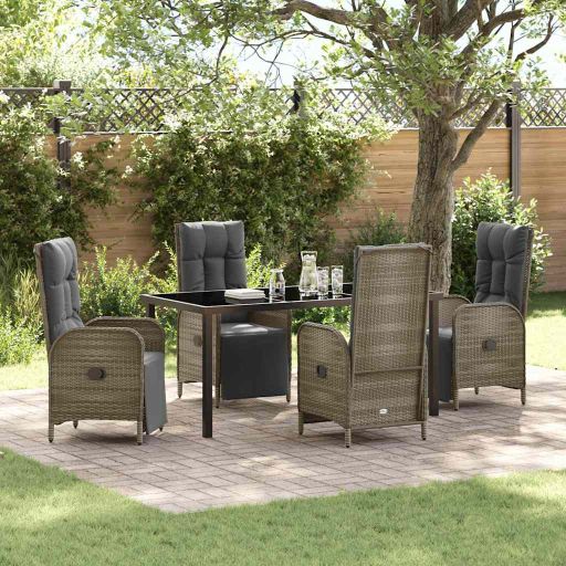 vidaXL Garten Essgruppe mit Kissen 3 pcs Grau Poly-Rattan