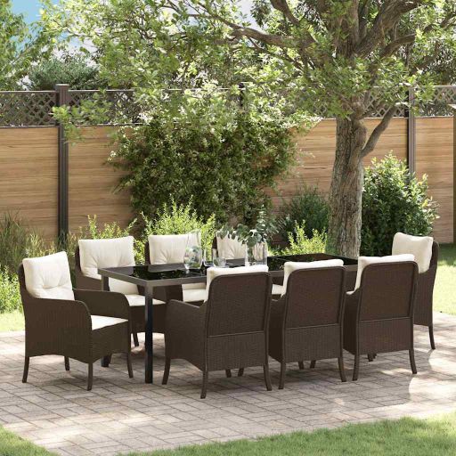 vidaXL Garten Essgruppe mit Kissen 3 pcs Schwarz Poly Rattan