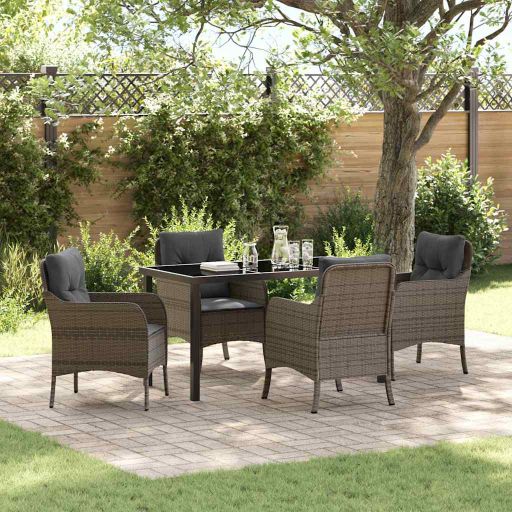 vidaXL Garten Essgruppe mit Kissen 3 pcs Schwarz Poly Rattan