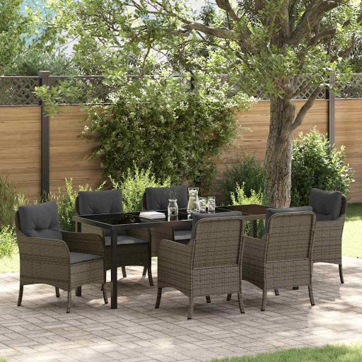 vidaXL Garten Essgruppe mit Kissen 3 pcs Schwarz Poly Rattan