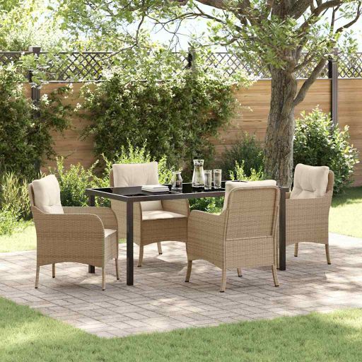 vidaXL Garten Essgruppe mit Kissen 3 pcs Schwarz Poly Rattan
