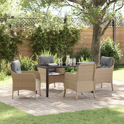 vidaXL Garten Essgruppe mit Kissen 3 pcs Schwarz Poly Rattan