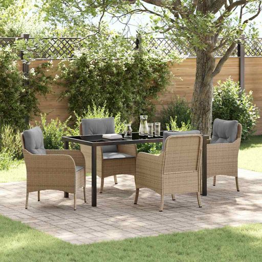 vidaXL Garten Essgruppe mit Kissen 3 pcs Schwarz Poly Rattan