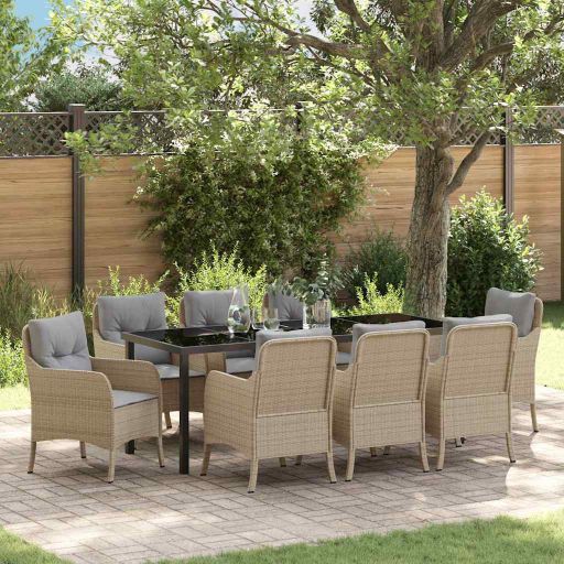 vidaXL Garten Essgruppe mit Kissen 3 pcs Schwarz Poly Rattan