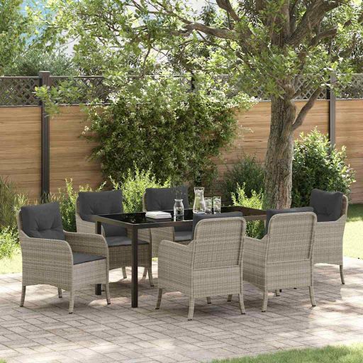 vidaXL Garten Essgruppe mit Kissen 3 pcs Schwarz Poly Rattan