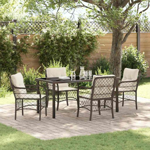 vidaXL Garten Essgruppe mit Kissen 3 pcs Schwarz Poly-Rattan