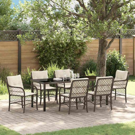 vidaXL Garten Essgruppe mit Kissen 3 pcs Schwarz Poly-Rattan