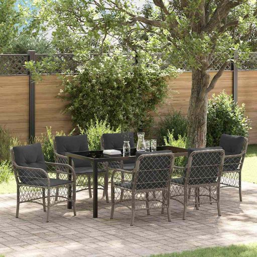 vidaXL Garten Essgruppe mit Kissen 3 pcs Schwarz Poly-Rattan