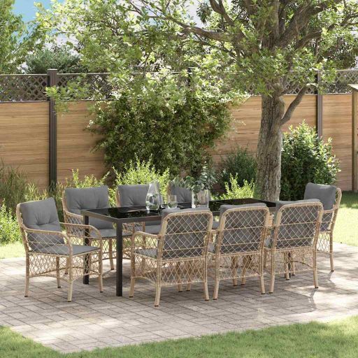 vidaXL Garten Essgruppe mit Kissen 3 pcs Schwarz Poly-Rattan