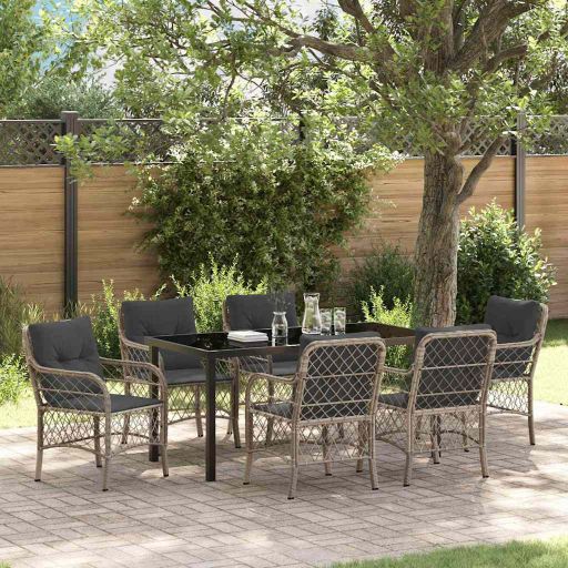 vidaXL Garten Essgruppe mit Kissen 3 pcs Schwarz Poly-Rattan