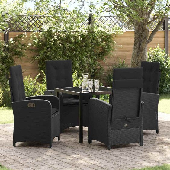 vidaXL Garten Essgruppe mit Kissen 3 pcs Schwarz Poly-Rattan
